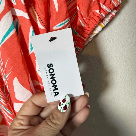 Sonoma Coral Tropical Floral Off-Shoulder Blouse - Picture 3 of 5